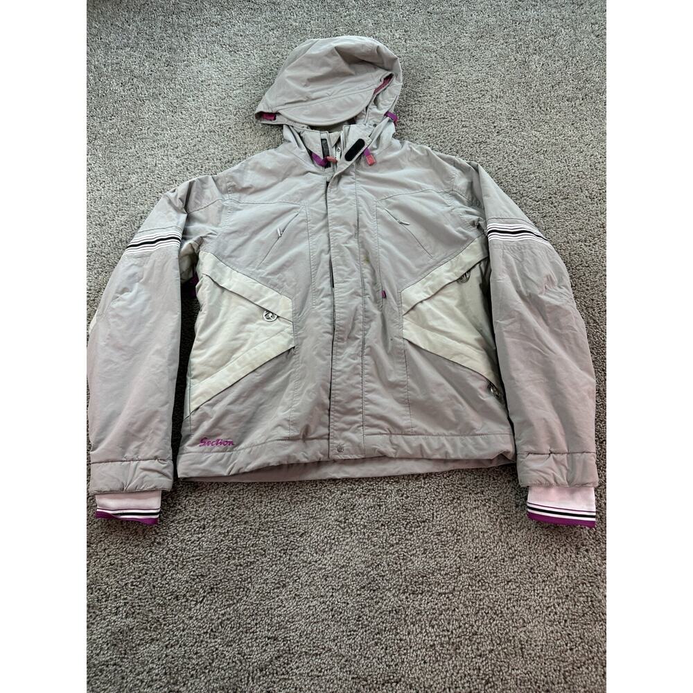 Section Snowboarding Jacket Womens Medium Gray White Full Zip Skiing FLAW